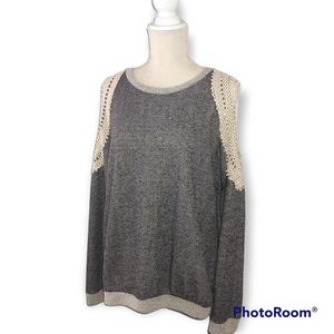 12 Pm By Mon Ami Gray and Cream Blouse